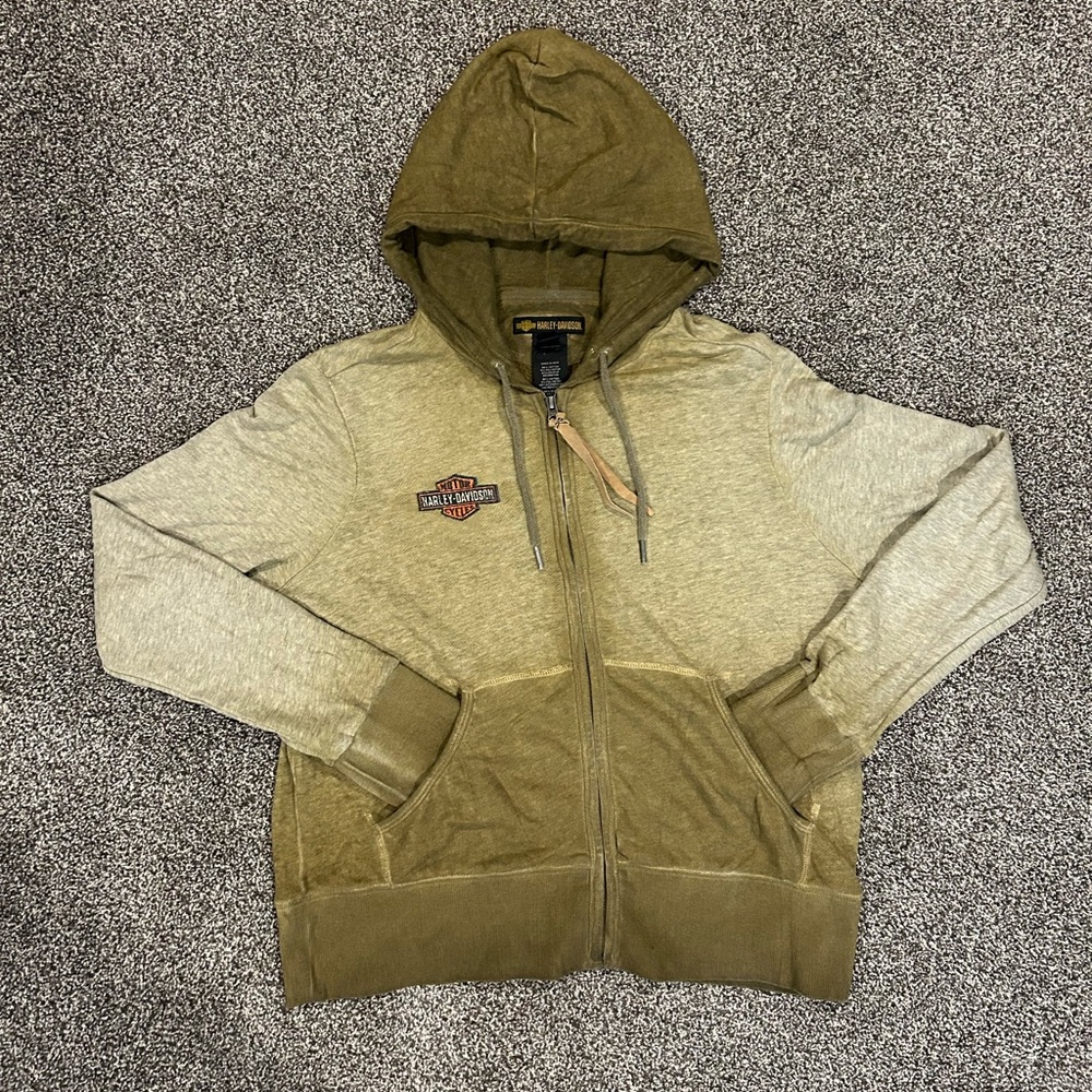 NEW Harley-Davidson® Women's Tan Vintage Winged Zipper Hoodie Jacket Size XL